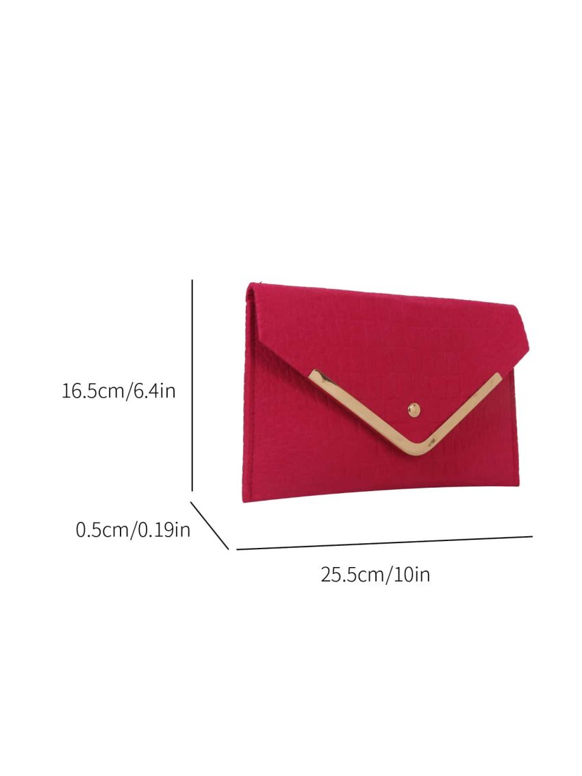 Medium Envelope Bag Crocodile Embossed Metal Decor