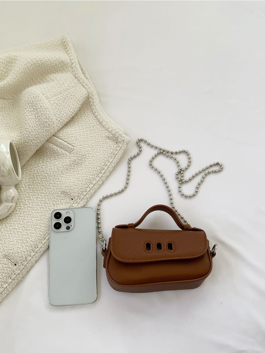 Mini Square Bag Top Handle Chain Strap Solid Color