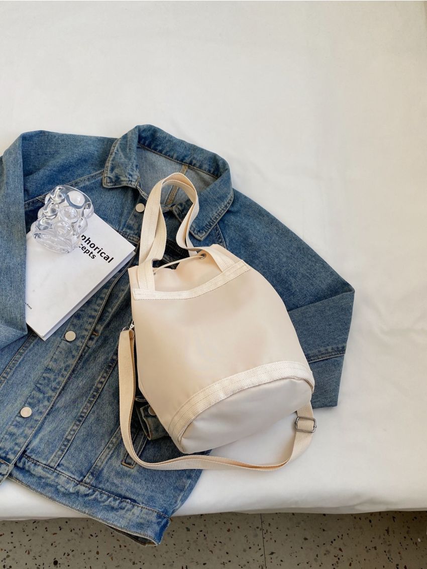 Small Bucket Bag Solid Color Nylon