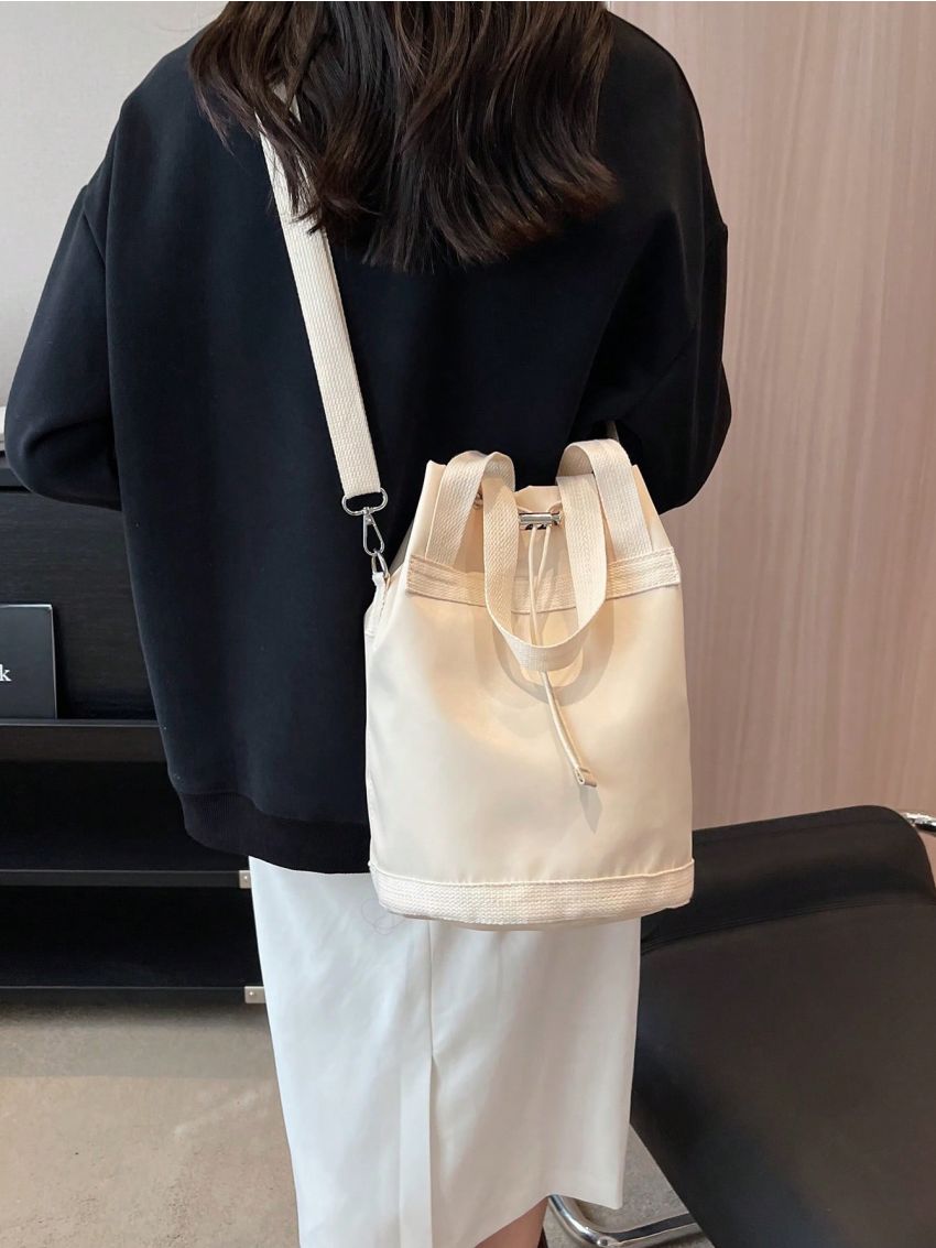 Small Bucket Bag Solid Color Nylon