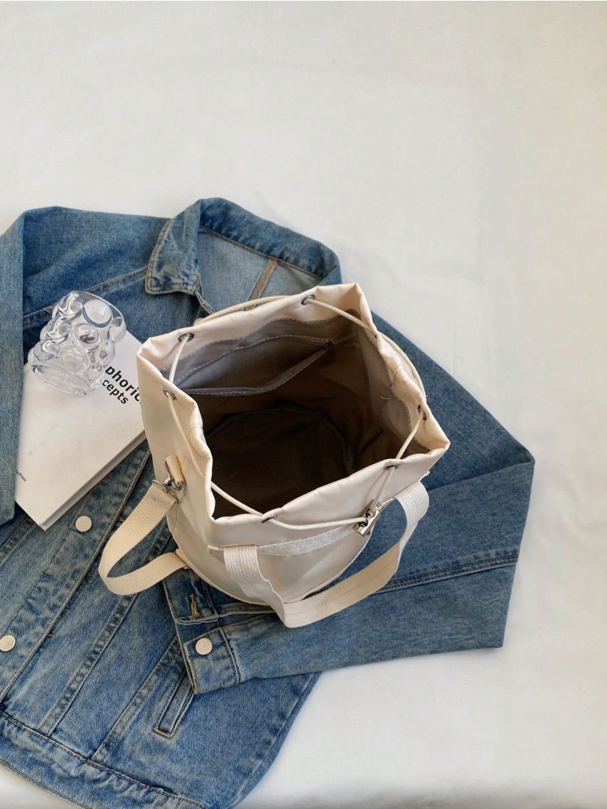 Small Bucket Bag Solid Color Nylon