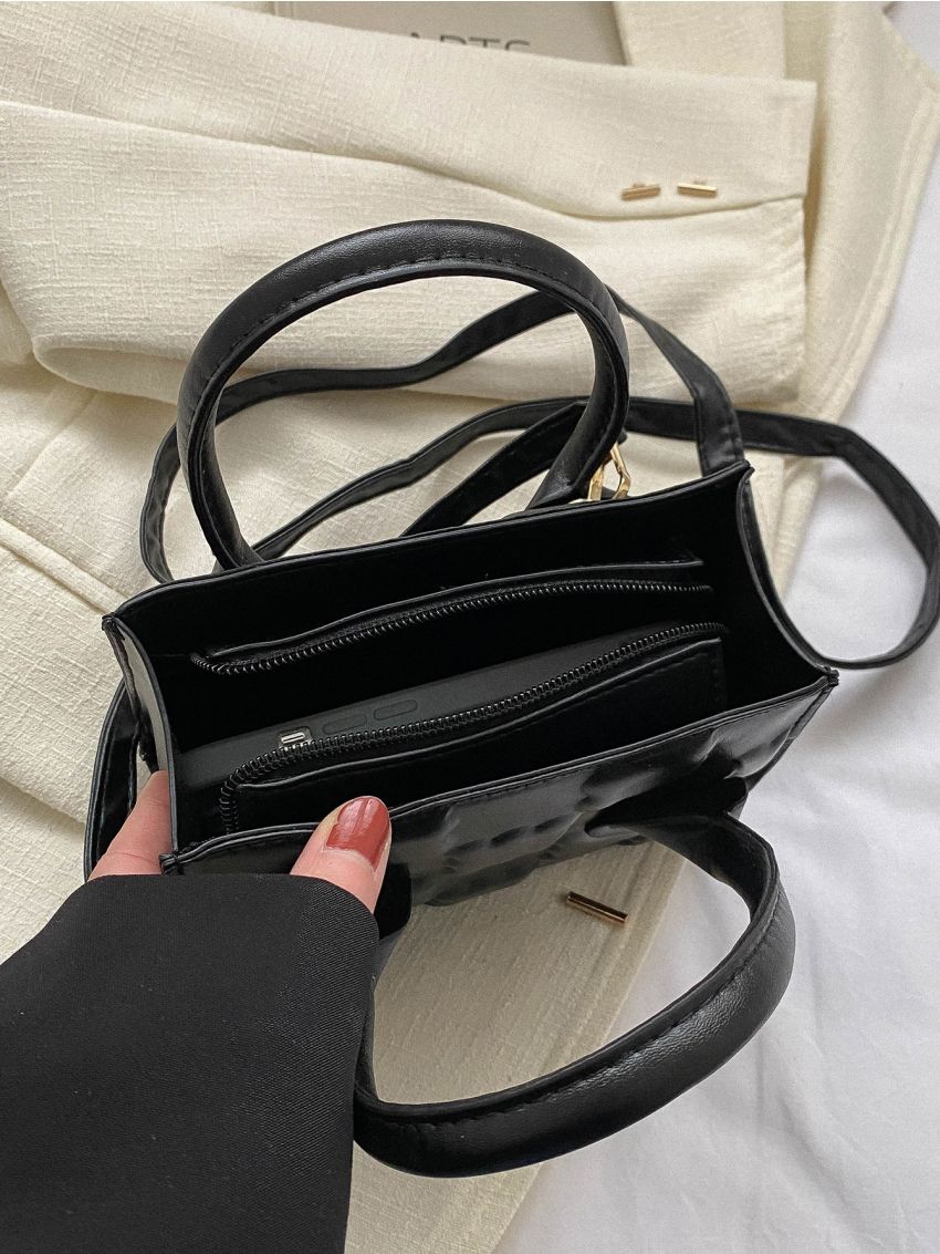 Mini Square Bag Geometric Embossed Minimalist
