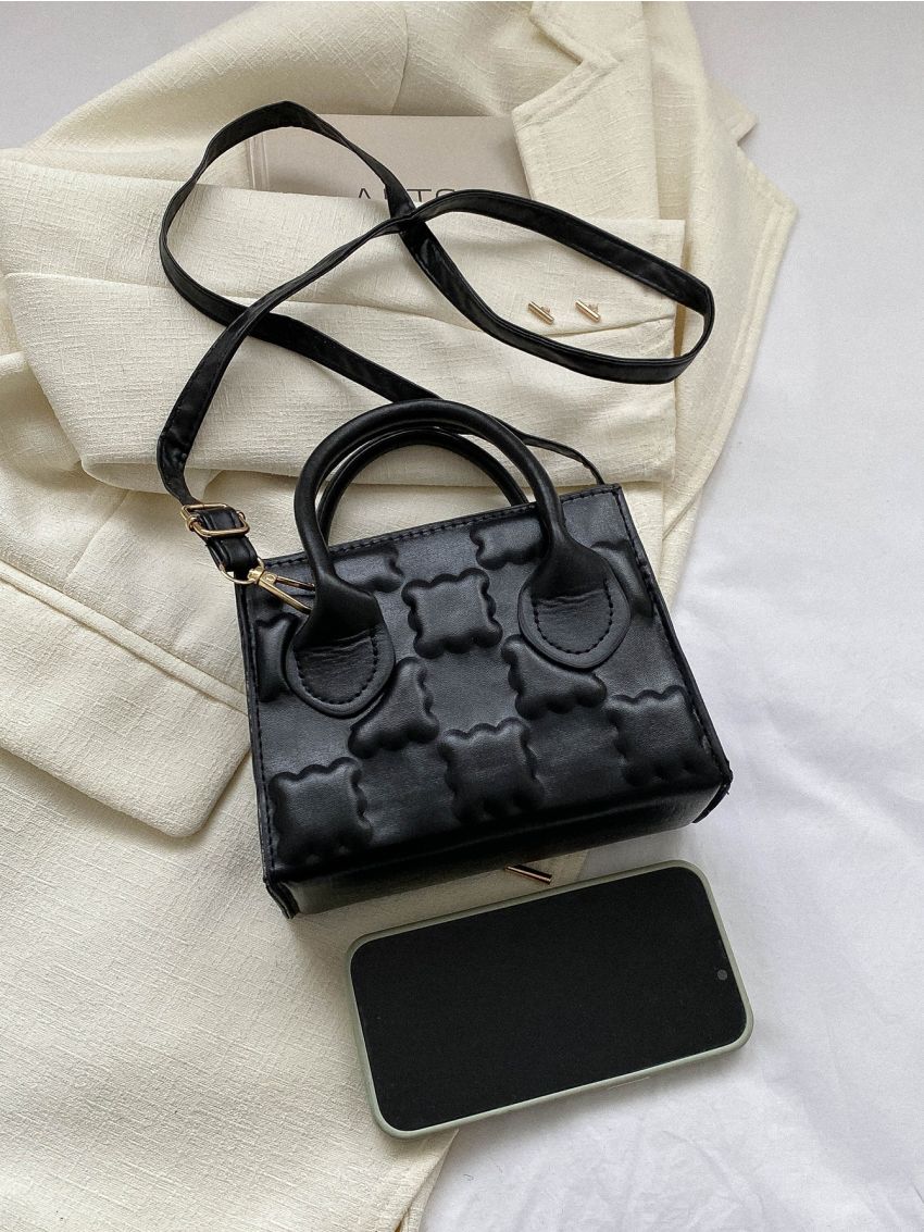 Mini Square Bag Geometric Embossed Minimalist