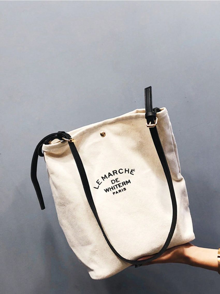 Shoulder Bag Printed Canvas Shopping Bag Crossbody Purse Stylish Tote Handbag For Women