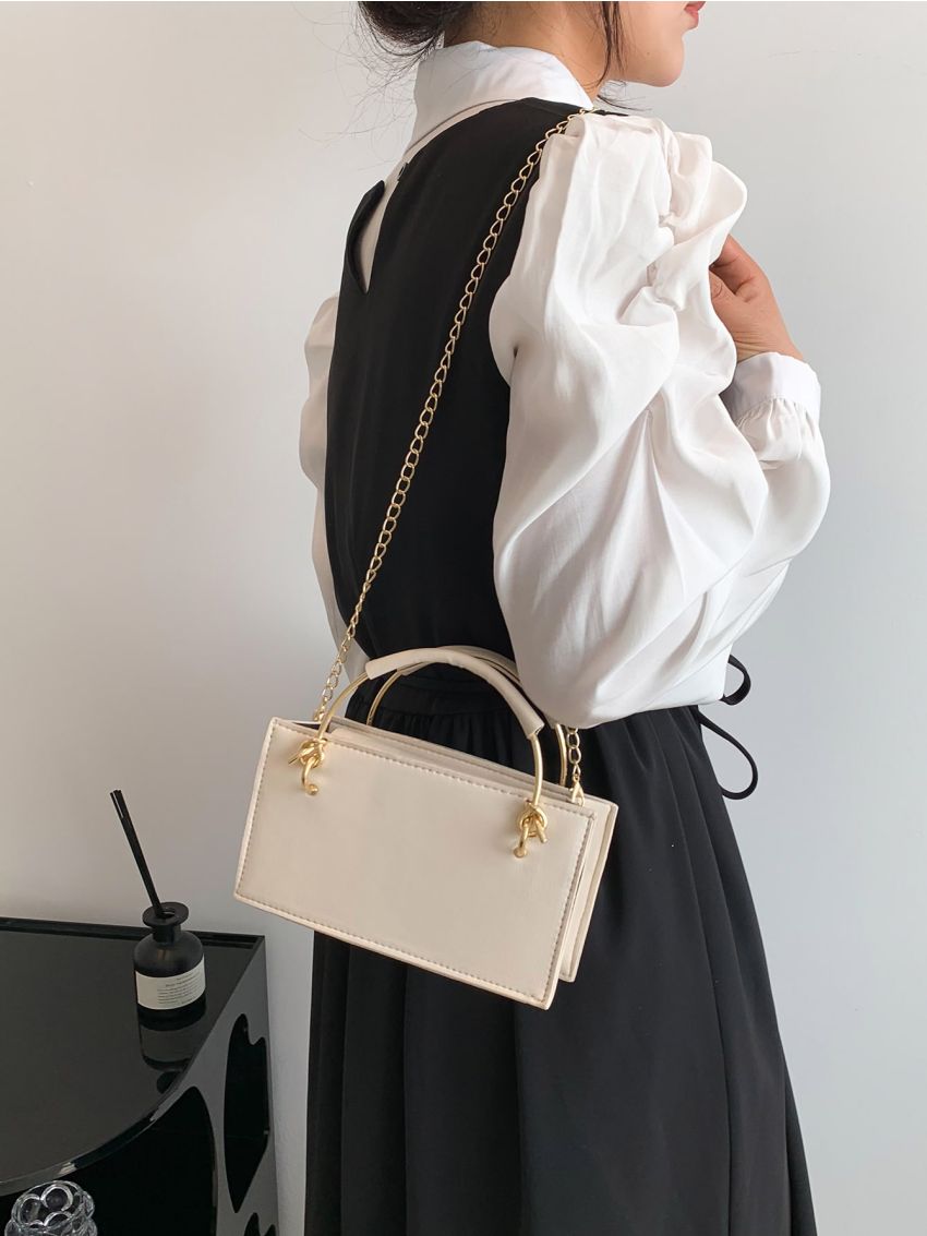 Minimalist Square Bag Mini Double Handle Beige