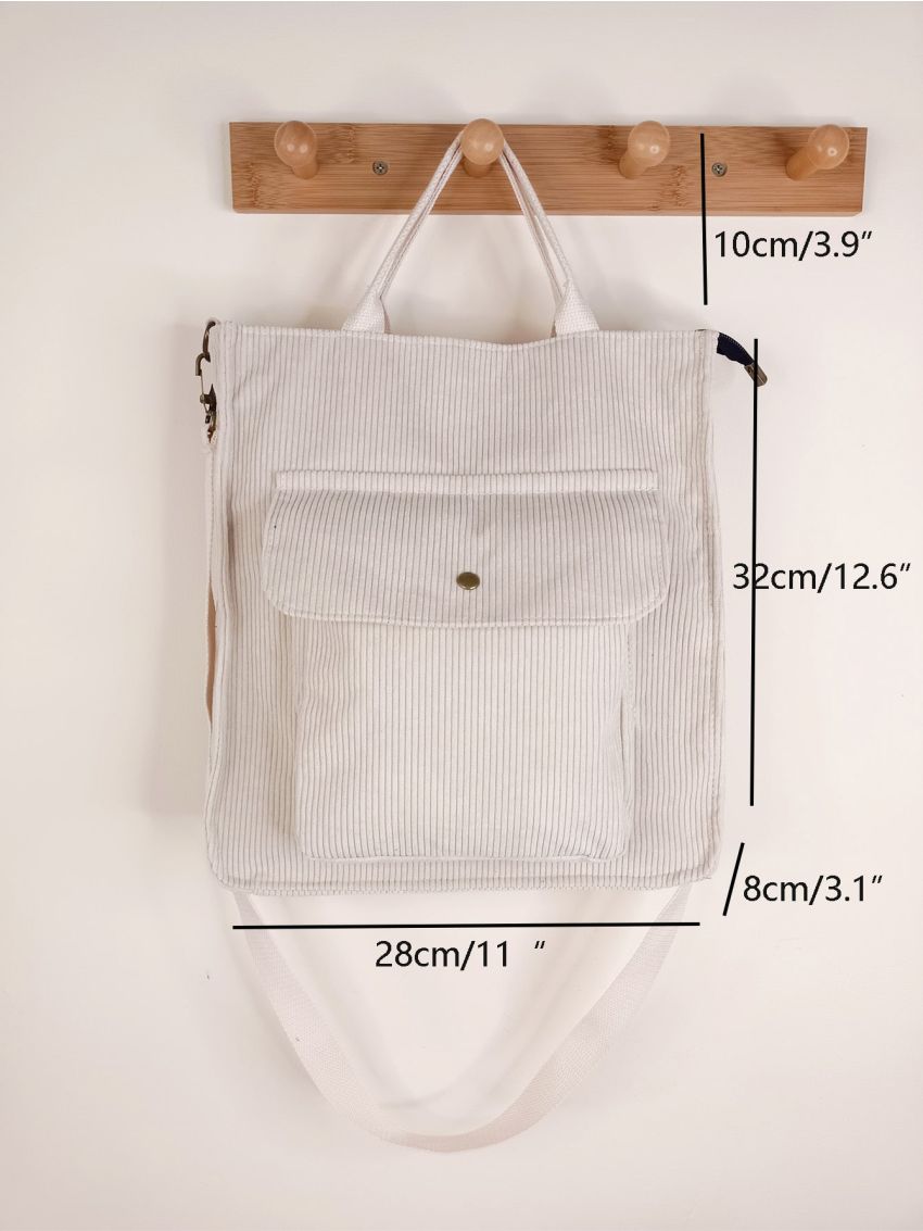 Minimalist Square Bag Medium White Corduroy