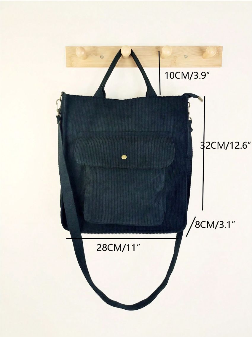 Minimalist Square Bag Medium Black Corduroy