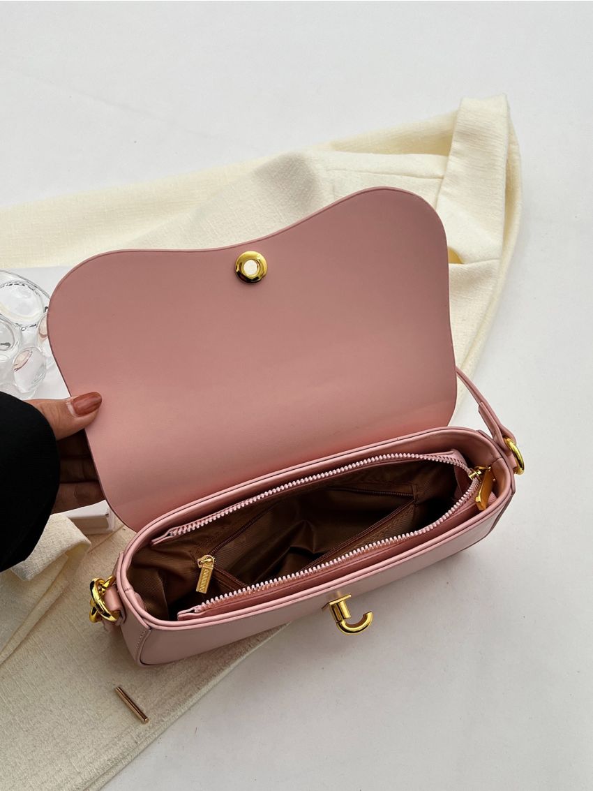 Minimalist Baguette Bag Small Flap Pink