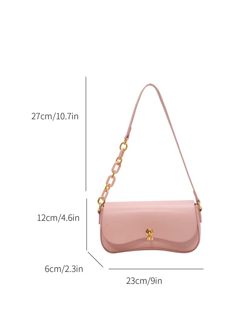 Minimalist Baguette Bag Small Flap Pink