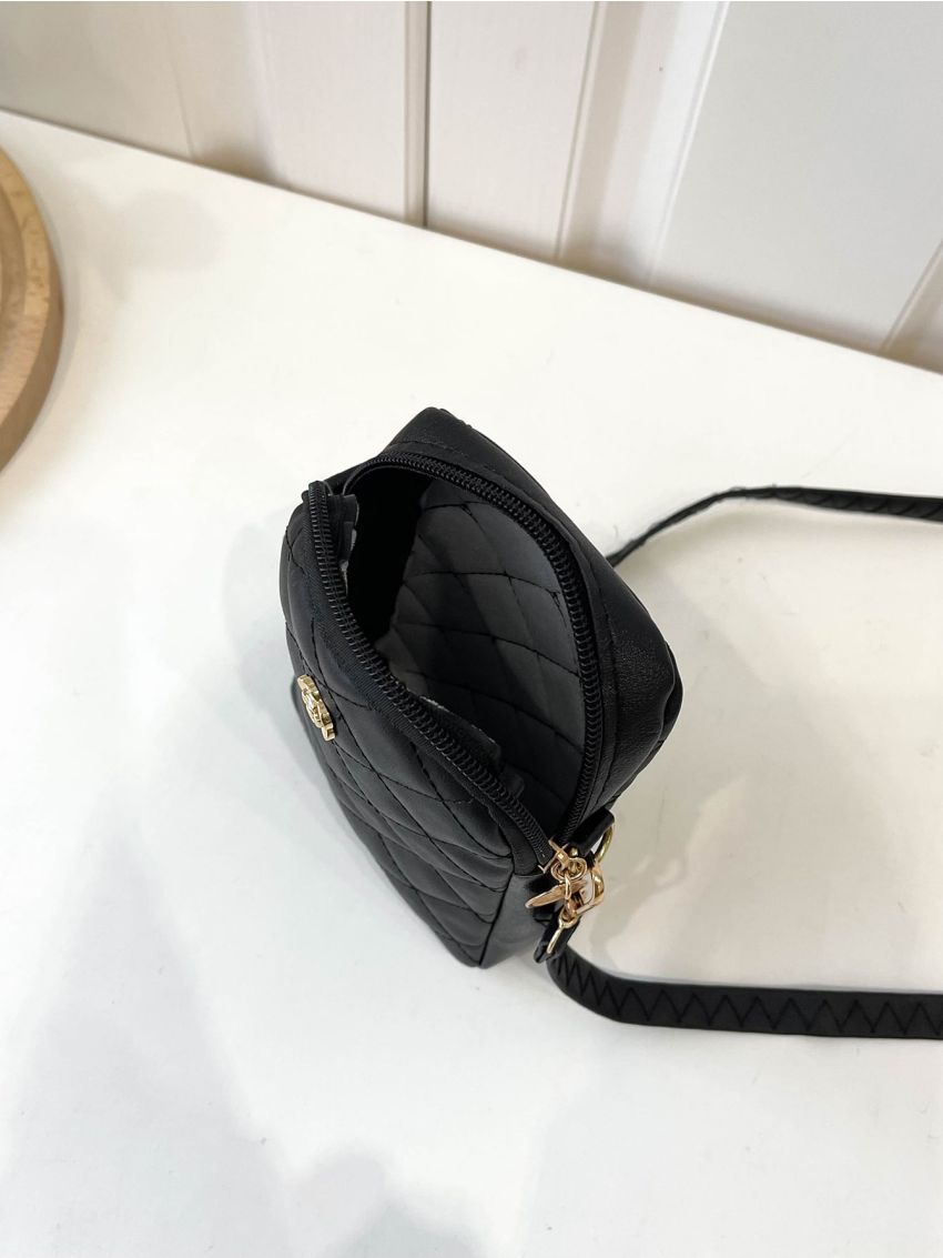 Mini Square Bag Quilted Pattern Metal Decor