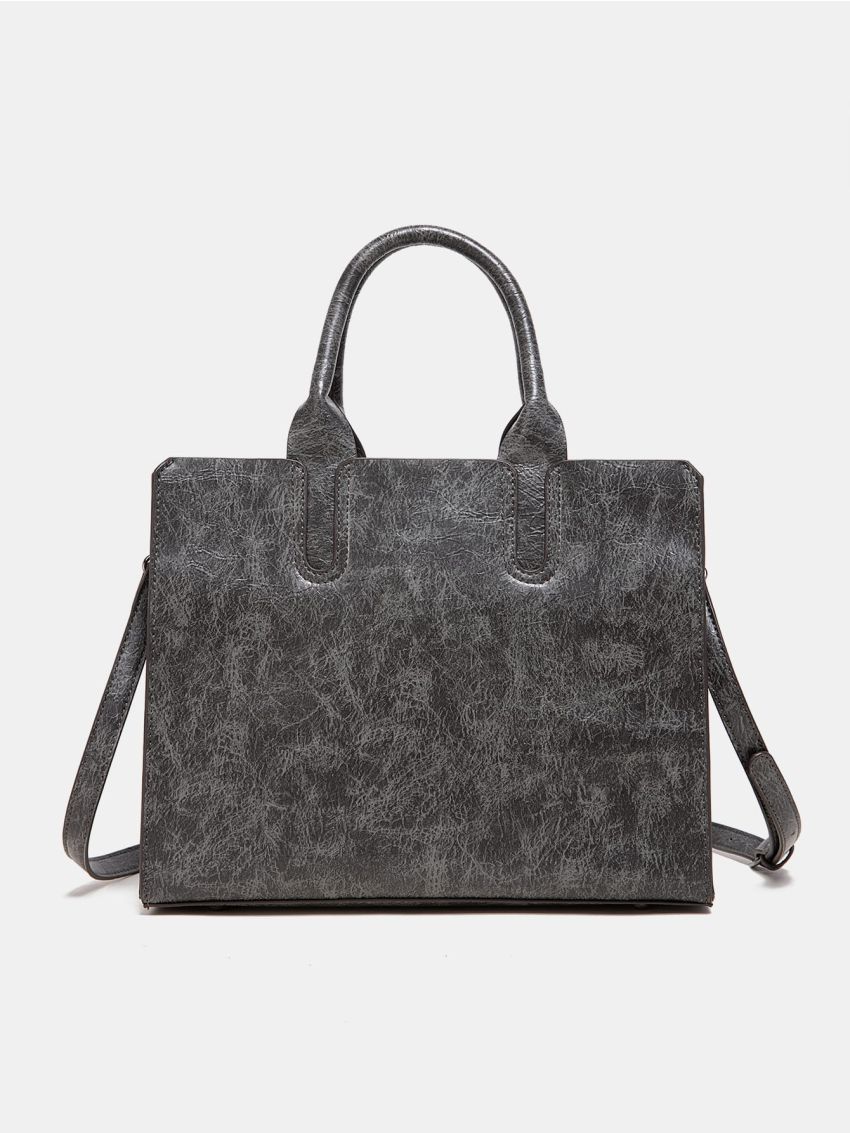 Small Top Handle Bag Gray Minimalist For Daily