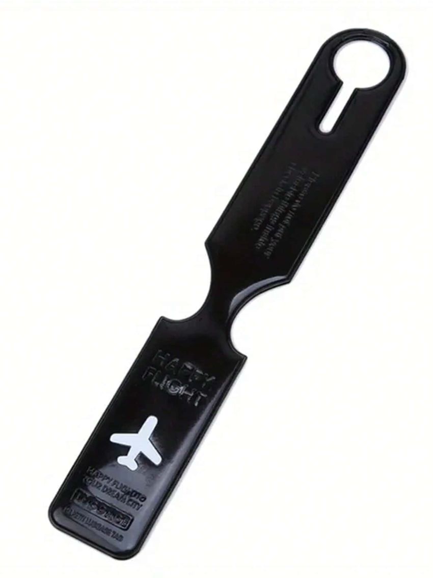 1pc Random Color Luggage Tag Letter & Plane Embossed