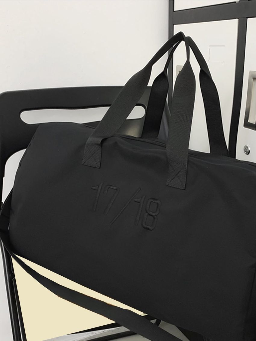 Number Graphic Travel Bag Large Capacity Black