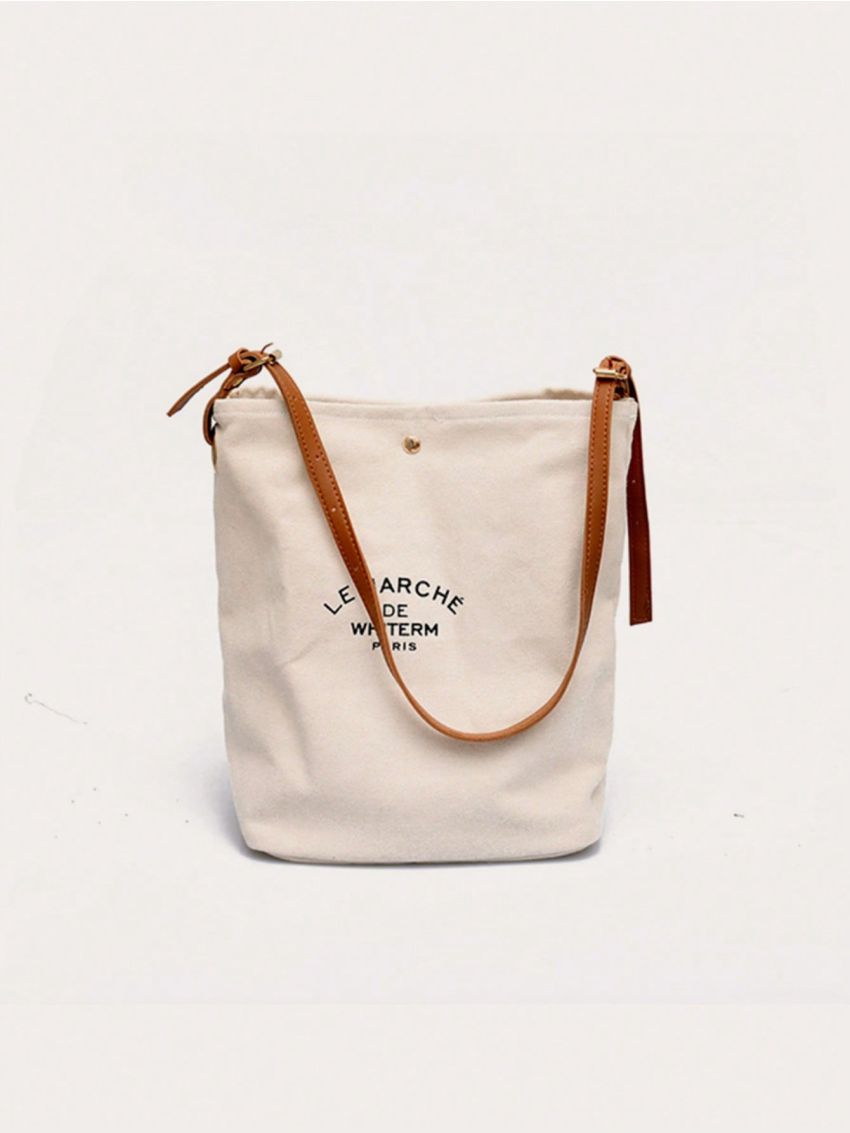 Shoulder Bag Printed Canvas Shopping Bag Crossbody Purse Stylish Tote Handbag For Women