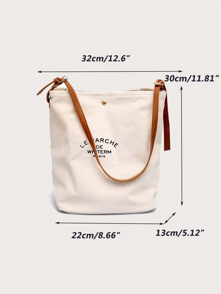Shoulder Bag Printed Canvas Shopping Bag Crossbody Purse Stylish Tote Handbag For Women