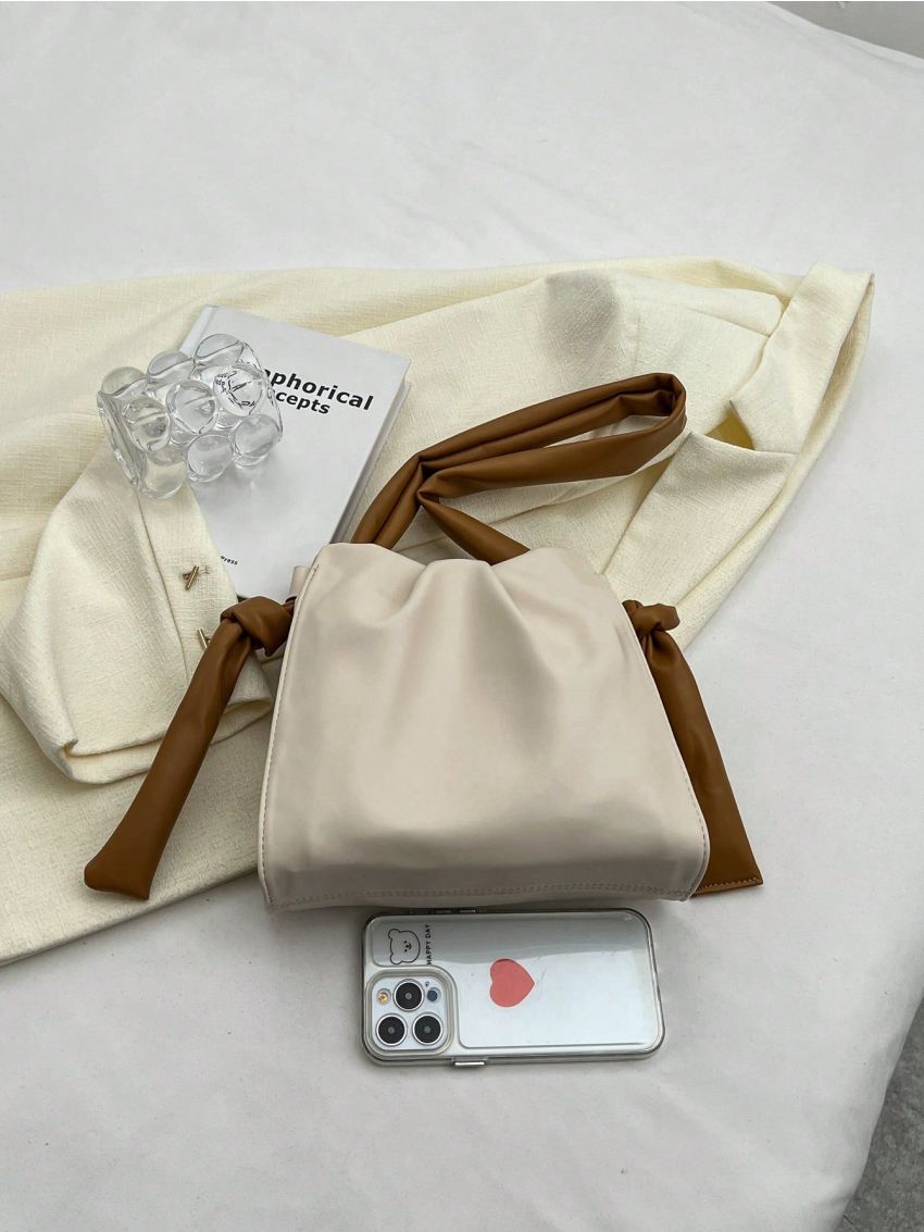 Minimalist Ruched Bag Small Brown