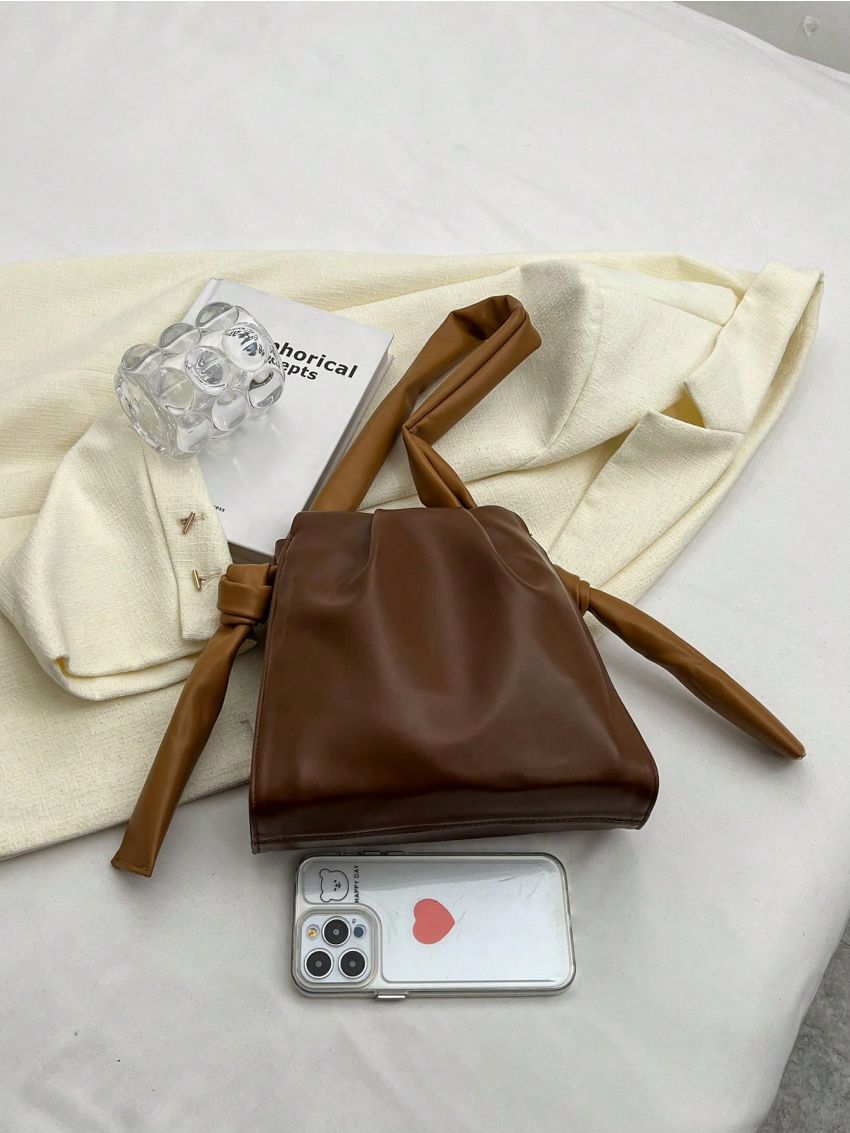 Minimalist Ruched Bag Small Brown