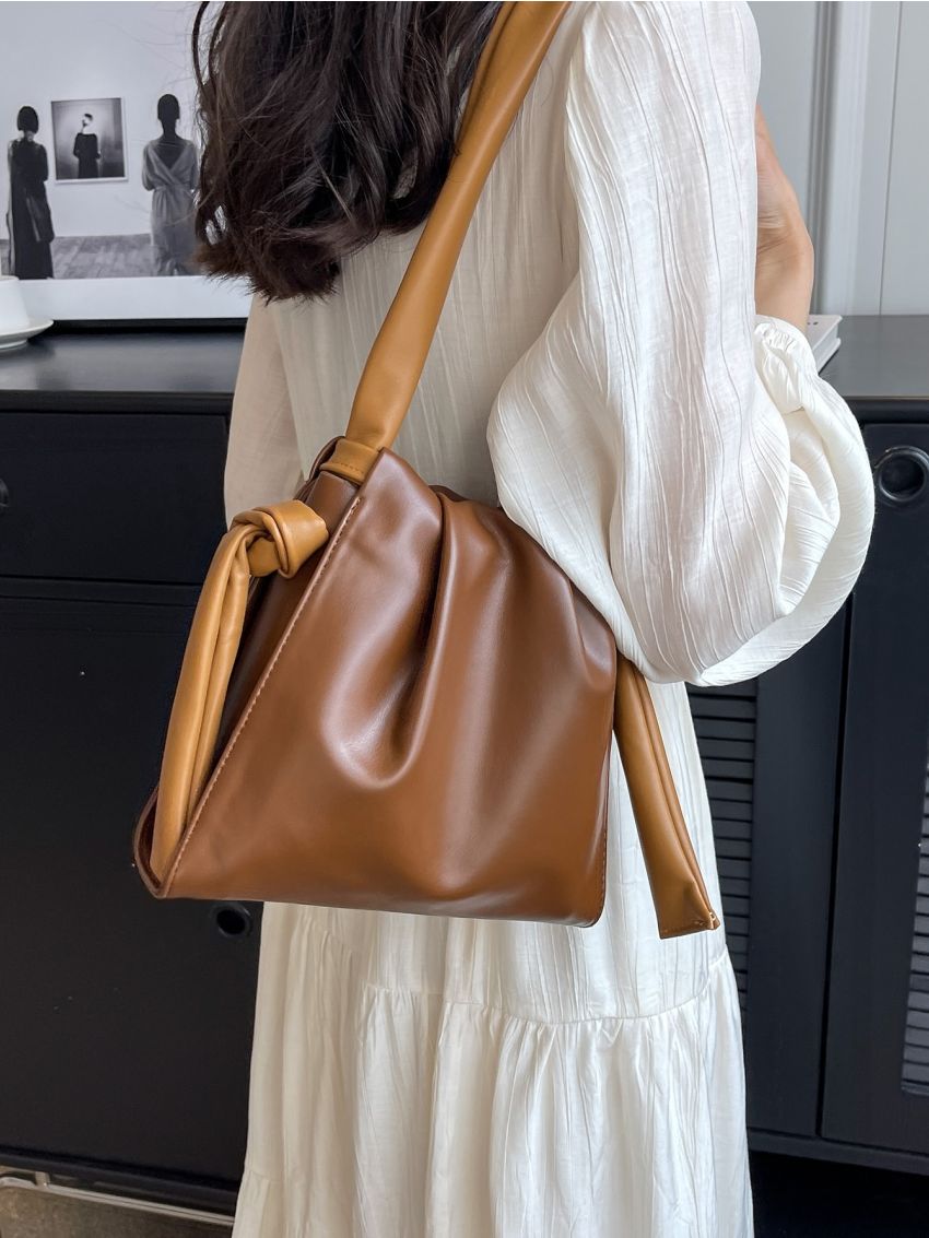 Minimalist Ruched Bag Small Brown