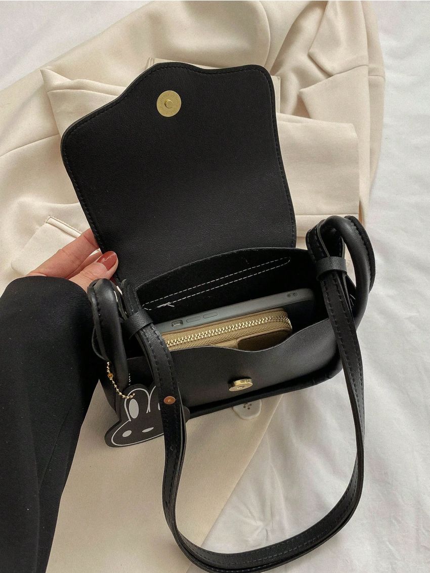 Mini Flap Saddle Bag Button Decor