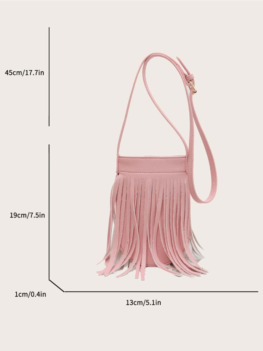 Fringe Decor Square Bag Mini Pink