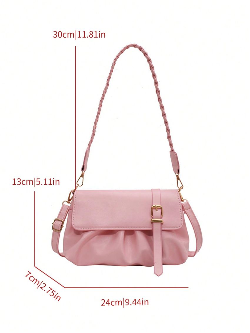 Minimalist Ruched Bag Small Flap Pink