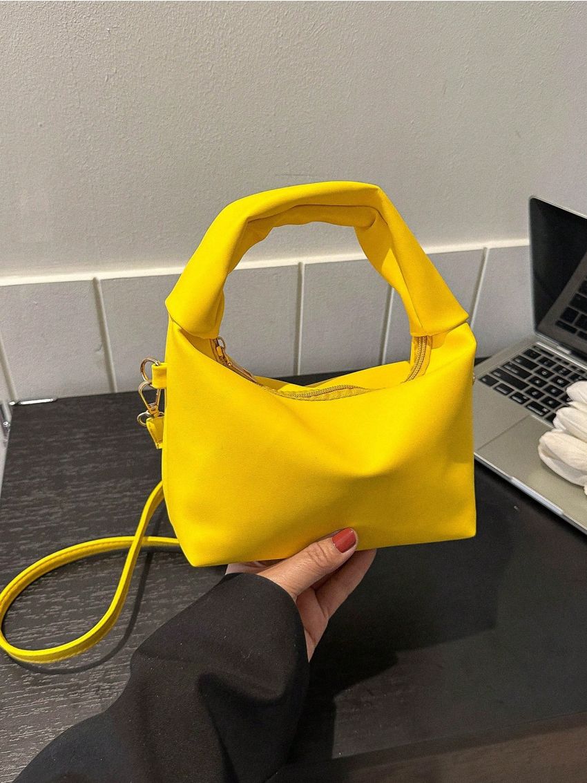 Minimalist Hobo Bag Mini Zipper Yellow