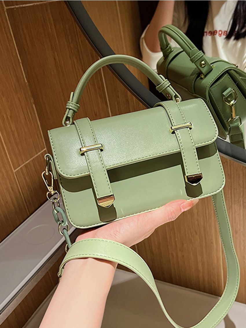 Mini Flap Square Bag Metal Decor Minimalist