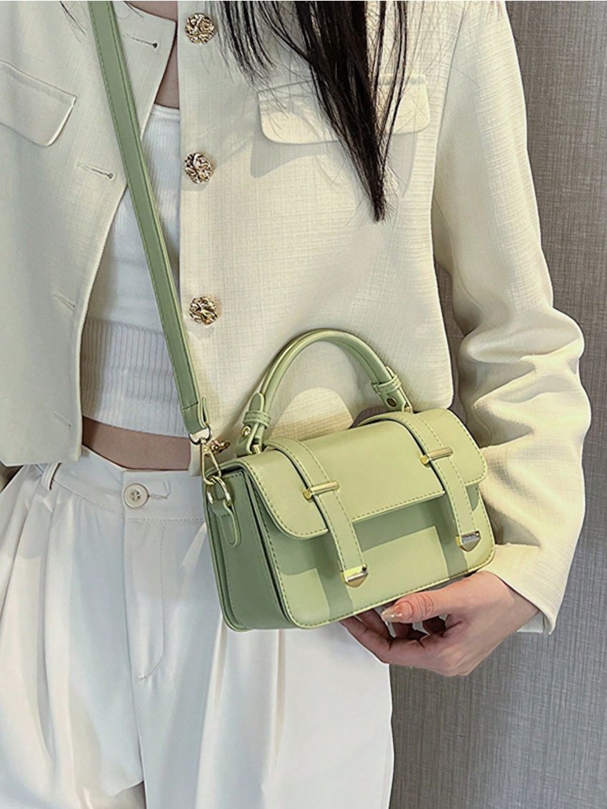 Mini Flap Square Bag Metal Decor Minimalist