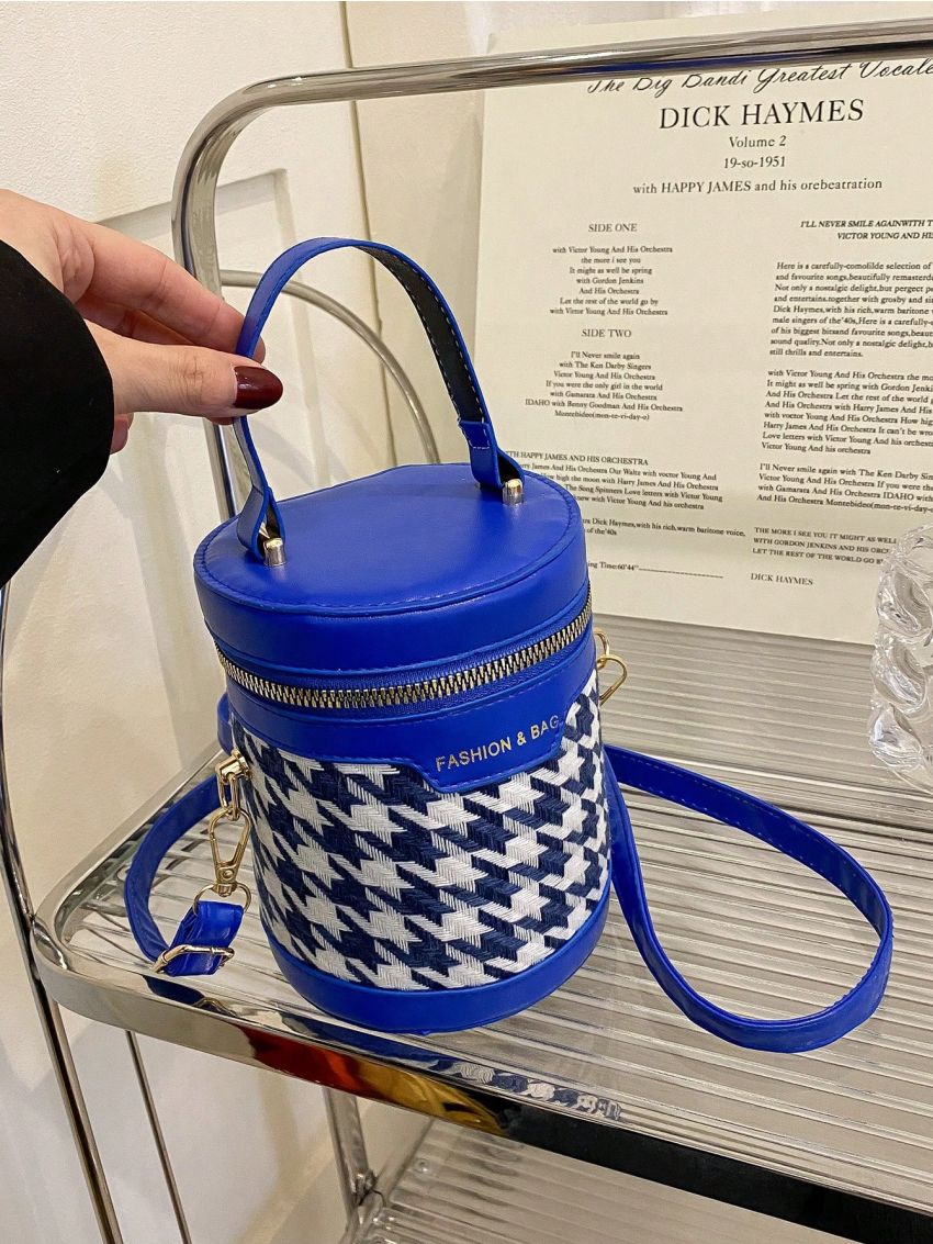 Mini Bucket Bag Houndstooth Pattern