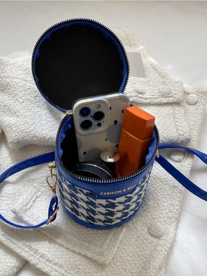 Mini Bucket Bag Houndstooth Pattern