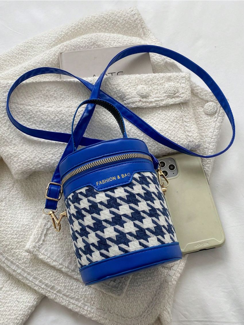 Mini Bucket Bag Houndstooth Pattern