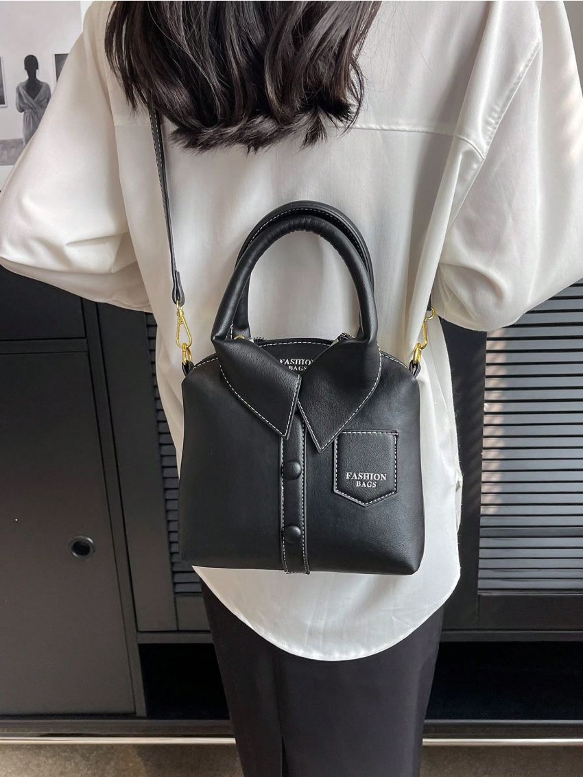 Small Novelty Bag Shirt Design Button Decor Neon Pink Funky