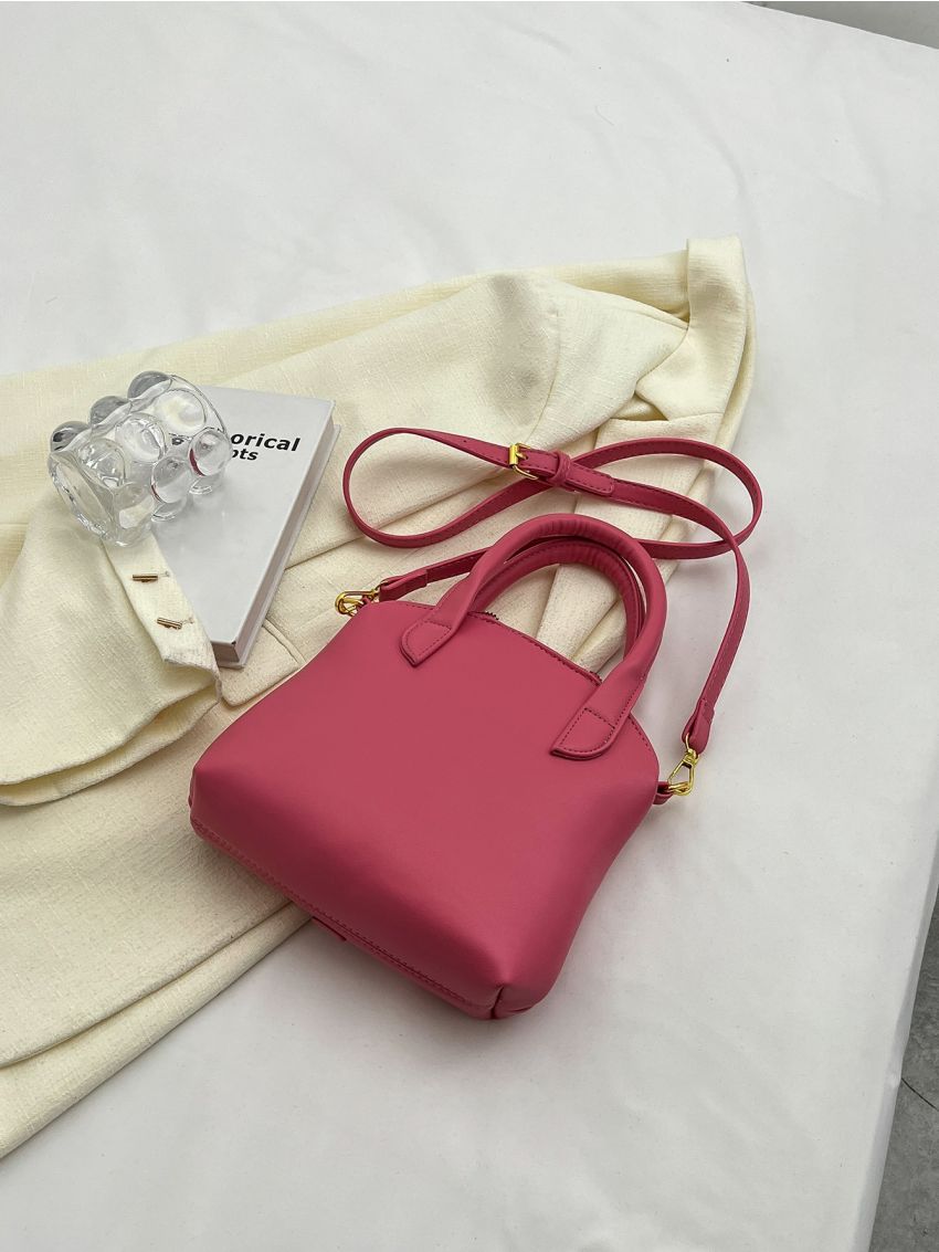 Small Novelty Bag Shirt Design Button Decor Neon Pink Funky