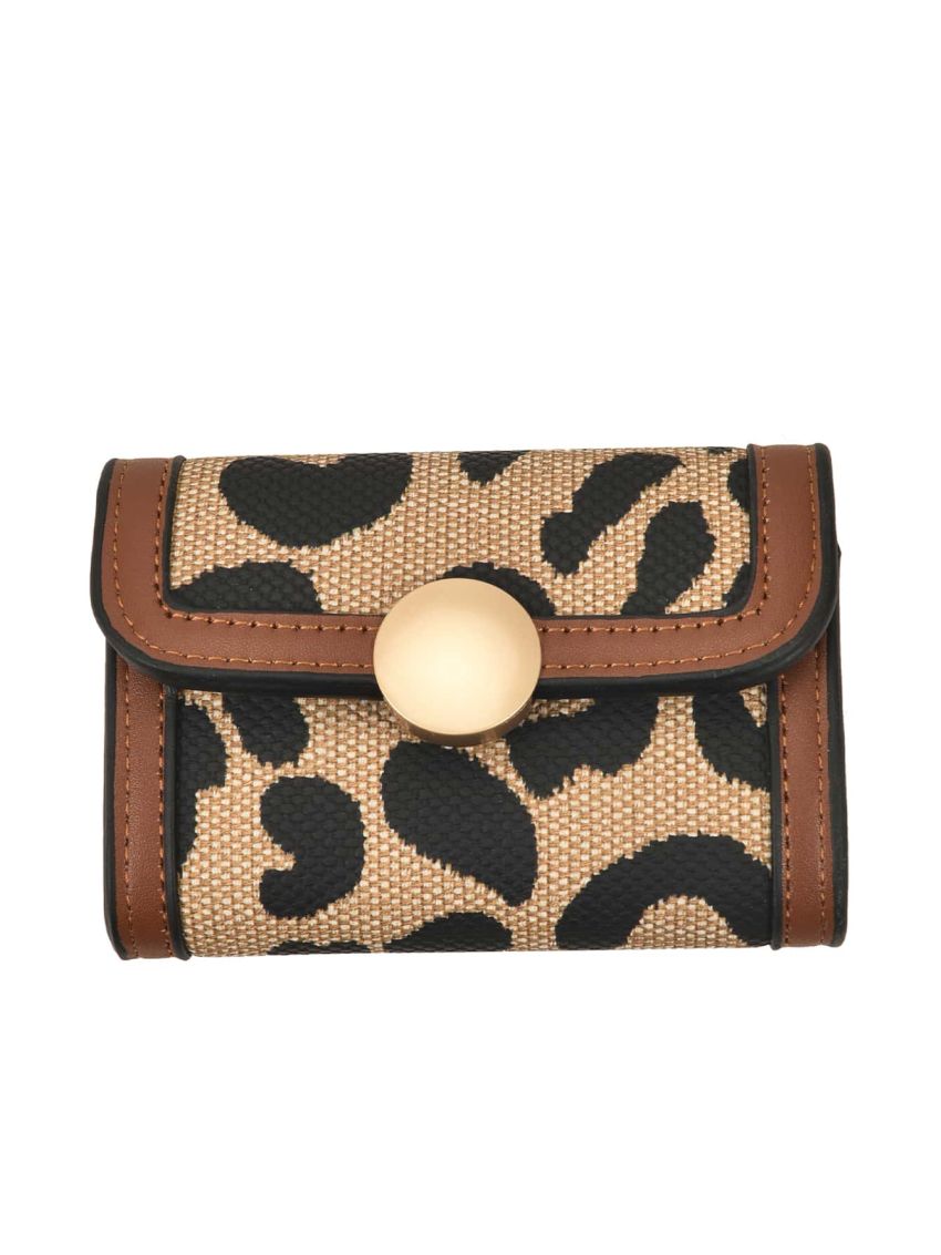 Leopard Pattern Multiple Card Slots Contrast Binding Multi-Card Card Organizer for Storage Credit Cards