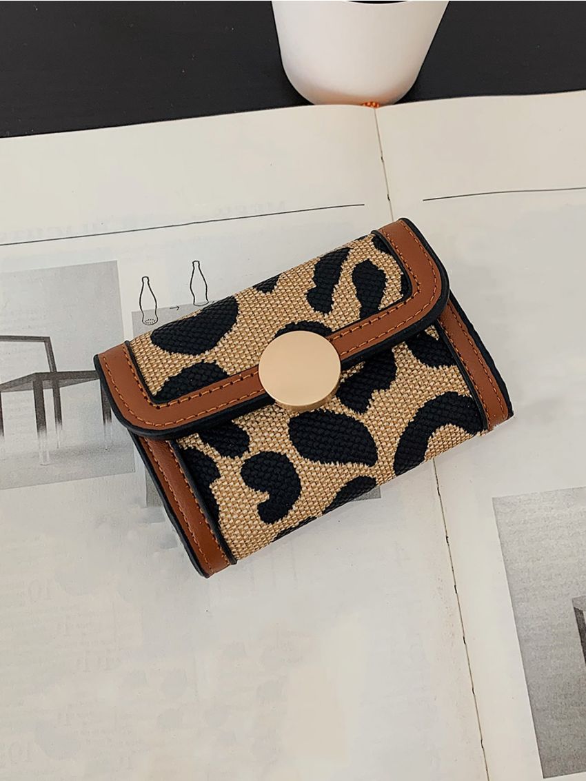 Leopard Pattern Multiple Card Slots Contrast Binding Multi-Card Card Organizer for Storage Credit Cards