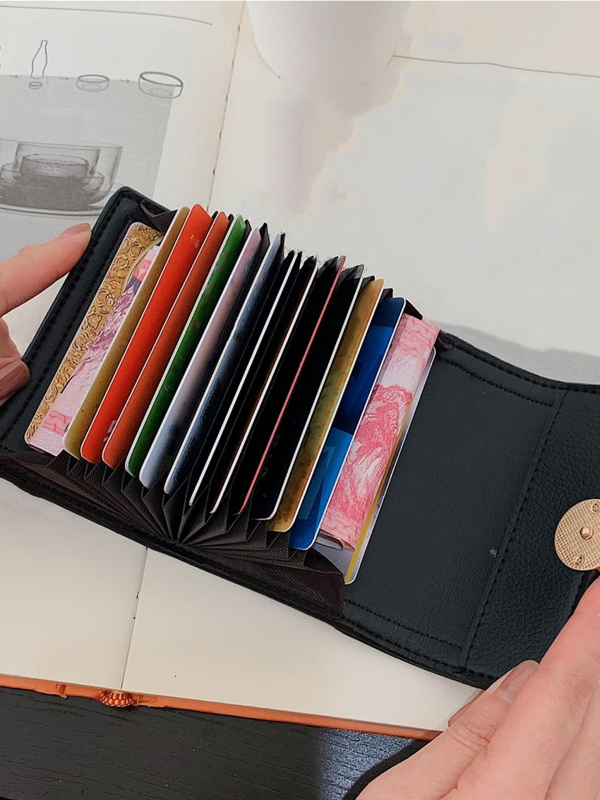 Leopard Pattern Multiple Card Slots Contrast Binding Multi-Card Card Organizer for Storage Credit Cards