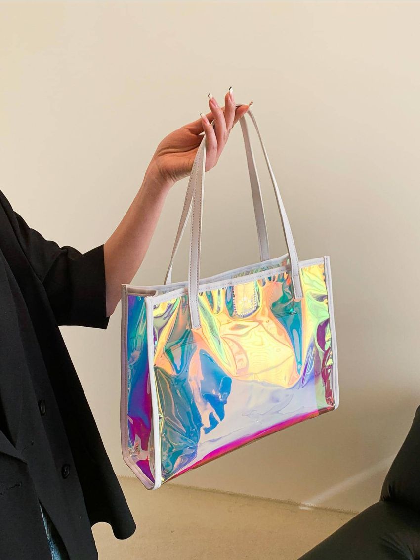 Holographic Beach Bag Contrast Binding Funky