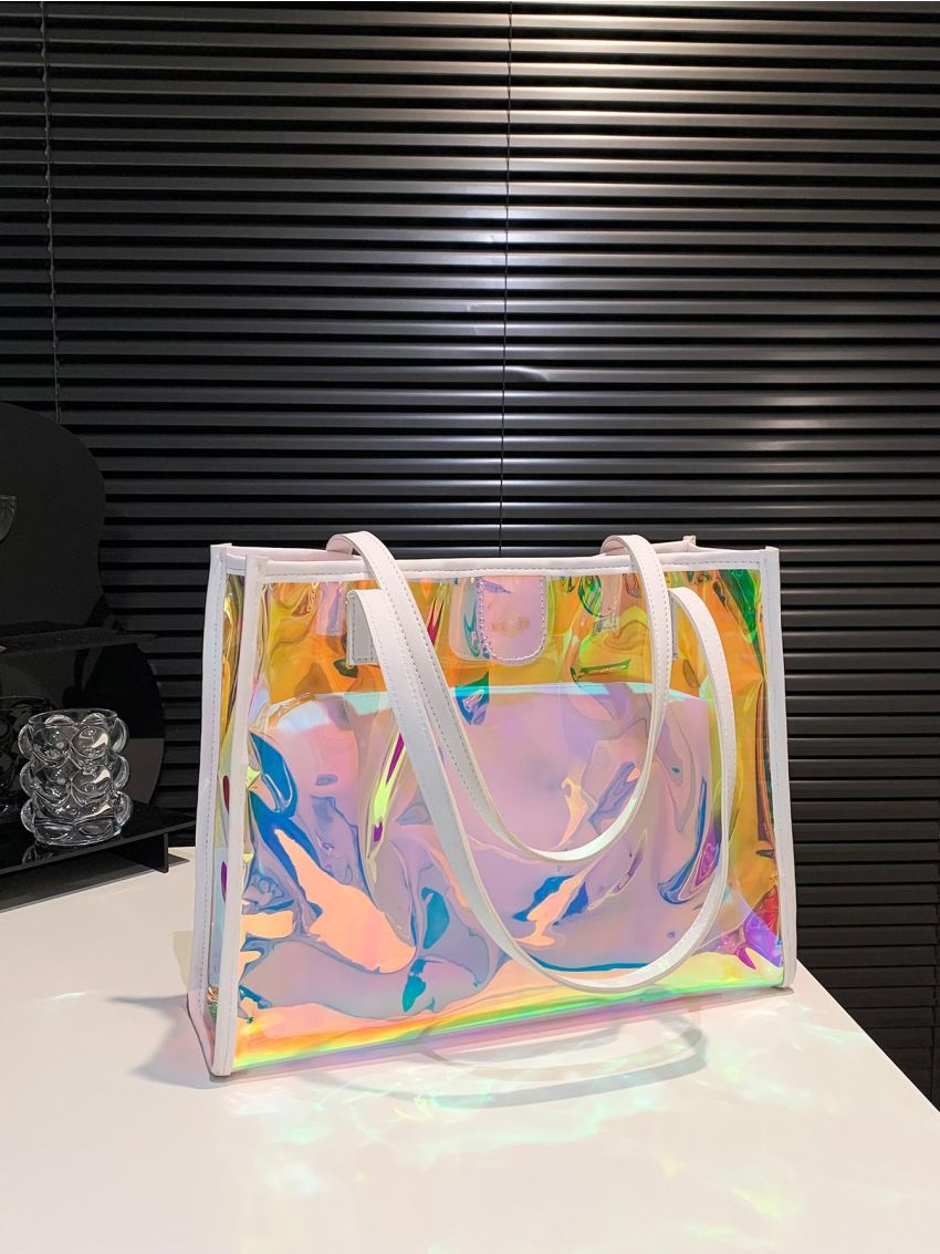 Holographic Beach Bag Contrast Binding Funky