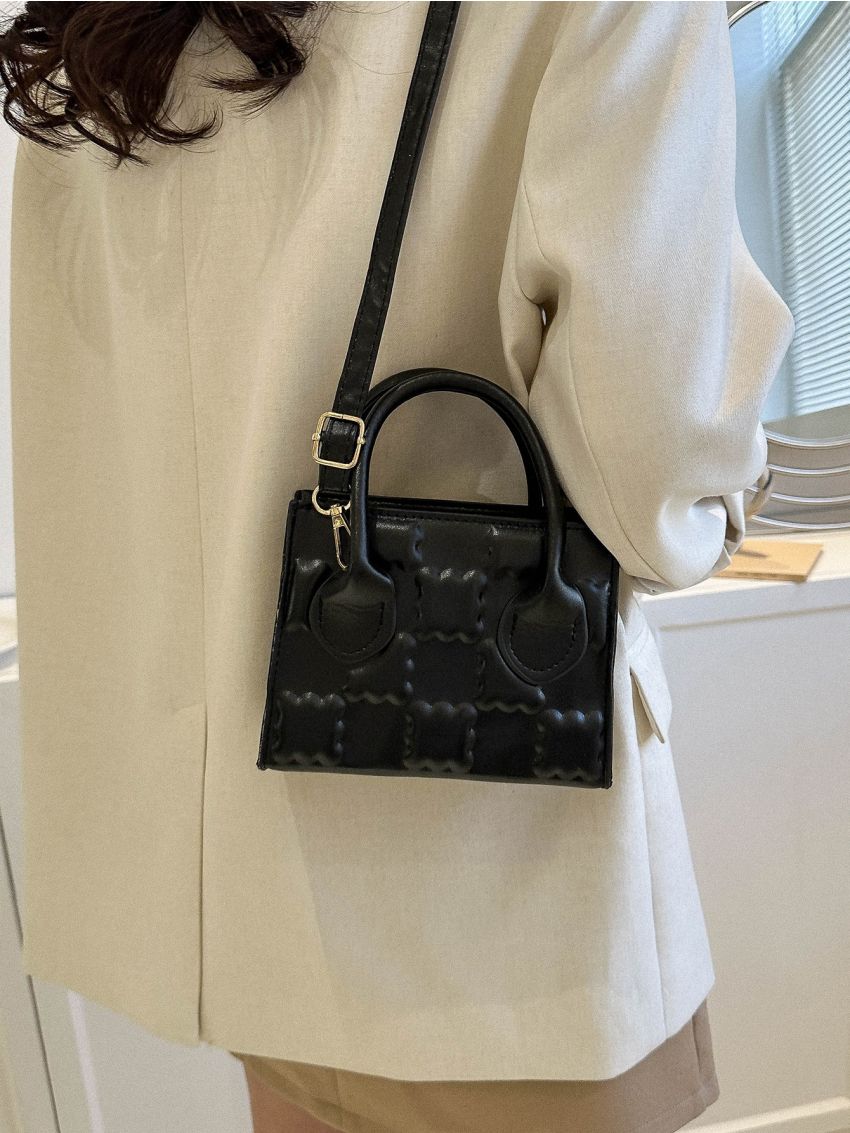 Mini Square Bag Geometric Embossed Minimalist