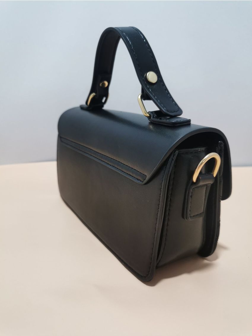 Mini Flap Square Bag Quilted Pattern Metal Decor