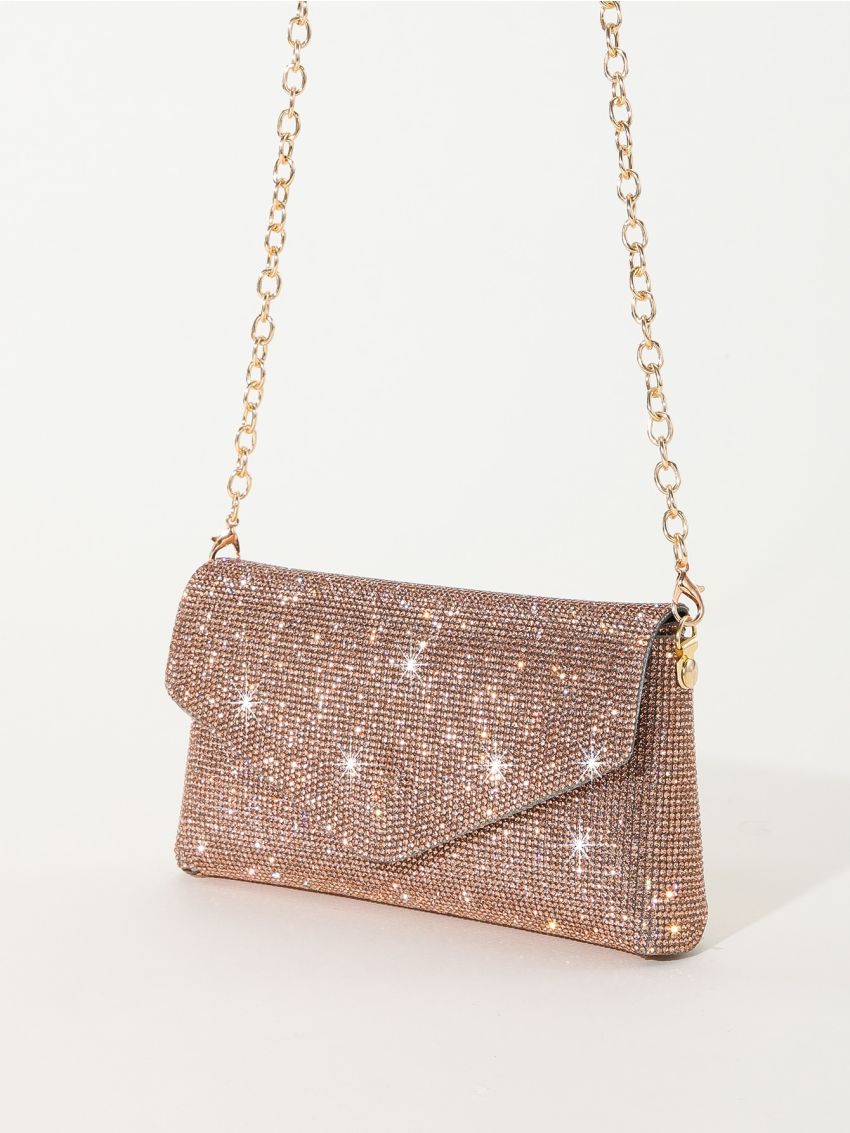 Mini Envelope Bag Rhinestone Decor Chain Strap For Prom