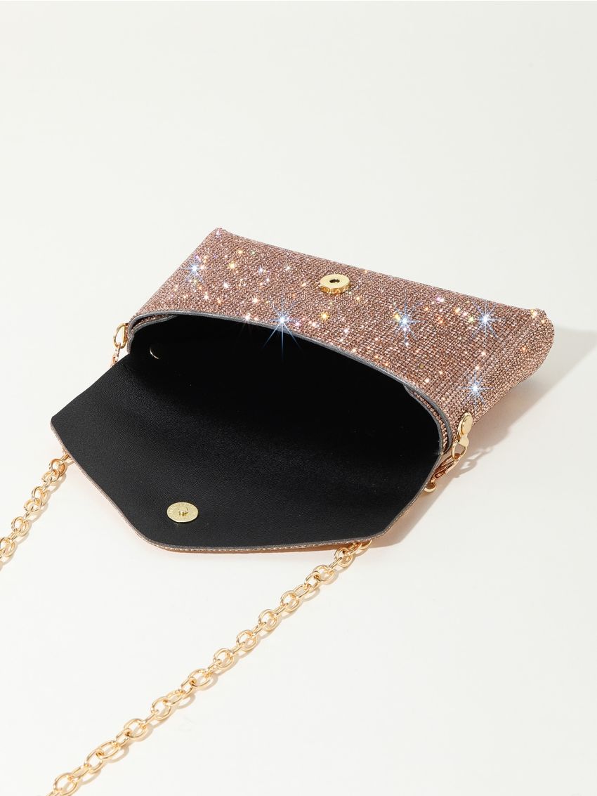 Mini Envelope Bag Rhinestone Decor Chain Strap For Prom