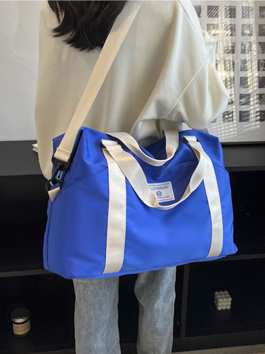 Letter Print Duffel Bag Double Handle Gym Bag For Sport & Travel