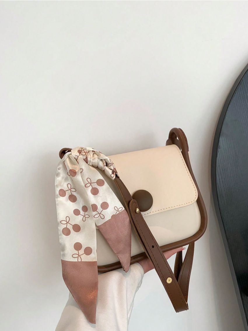 Mini Shoulder Bag Flap Twilly Scarf Decor