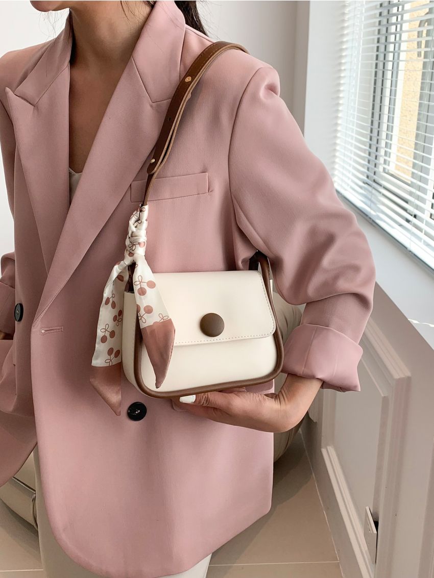 Mini Shoulder Bag Flap Twilly Scarf Decor