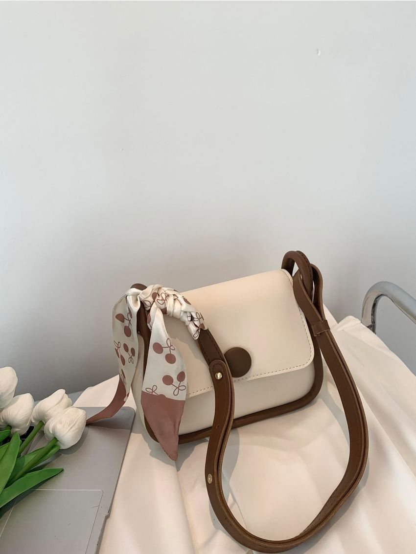 Mini Shoulder Bag Flap Twilly Scarf Decor