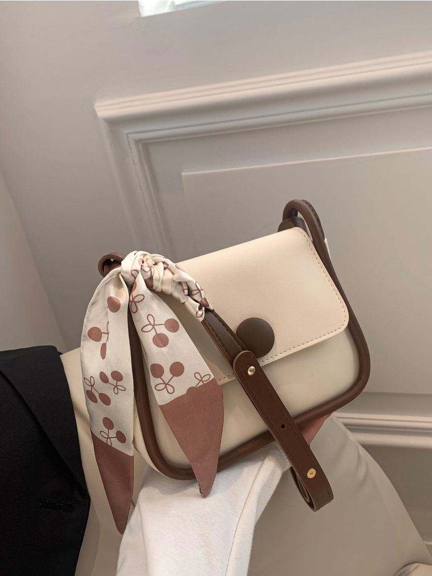 Mini Shoulder Bag Flap Twilly Scarf Decor