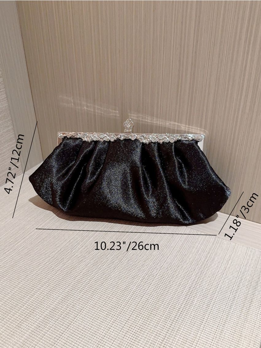 Medium Ruched Bag Rhinestone Detail