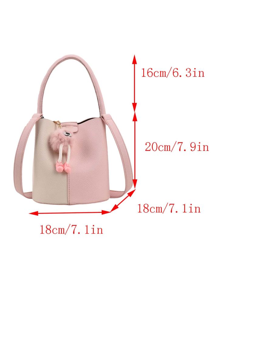 Two Tone Bucket Bag Mini With Bag Charm