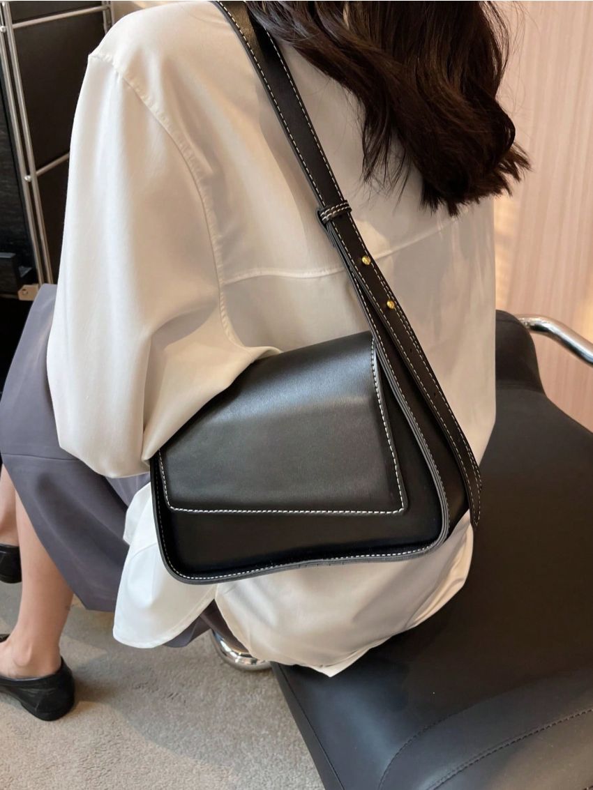 Small Shoulder Bag Solid Color Flap Design